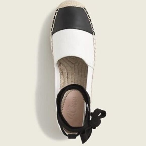 J.CREW Canvas Espadrille Flats with Leather Cap Toe - Picture 1 of 13